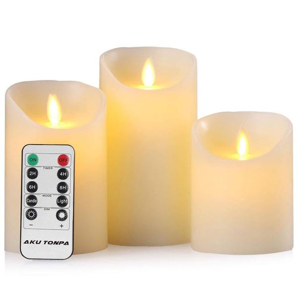 

candles electronic led lamp with remote controller size battery not included 8cm diameter 10cm/12.5cm/15cm height