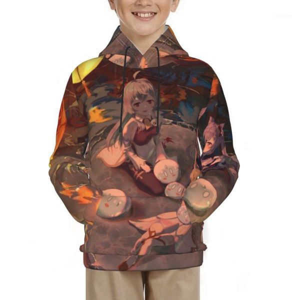 

men's hoodies & sweatshirts genshin kid hoodie 3d printed hooded pullover sweatshirt, Black