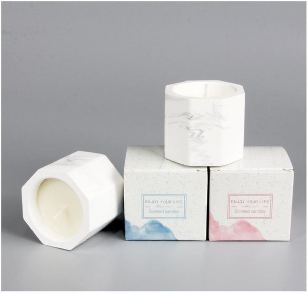 

1pcs marbled plaster scented soy candles candlestick aromatherapy for party gifts birthday wedding decoration christmas qylpuq