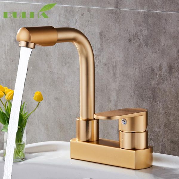 

luxury bathroom basin faucet mixer tap single holder dual hole sink cold water 360 degree swivel rotatal ing