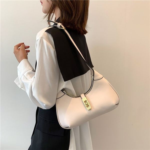 

bags fashion texture bag female 2021 solid color trend stick metal buckle single shoulder medieval armpit