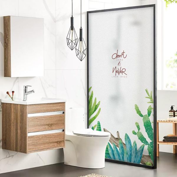

window stickers frosted heat insulation film privacy protection plant pattern adsorption glass bedroom bathroom home decoration