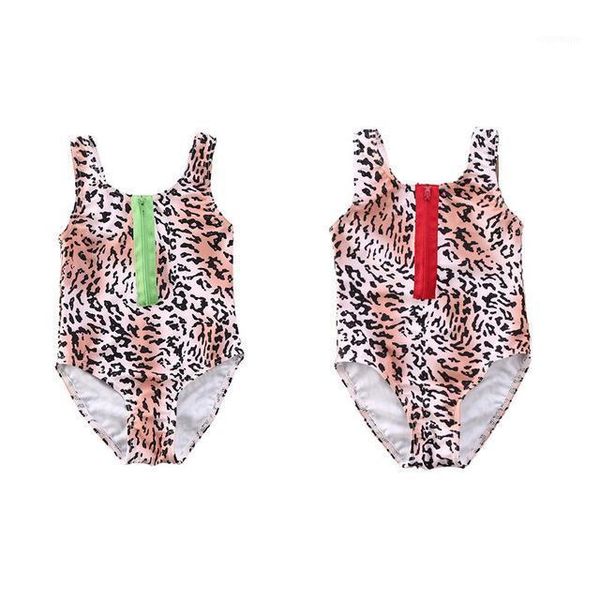 

toddler kids baby girls leopard swimwear one-piece swimsuit zipper back bikini sets swimsuits bathing swimming clothes costume one-pieces, Black