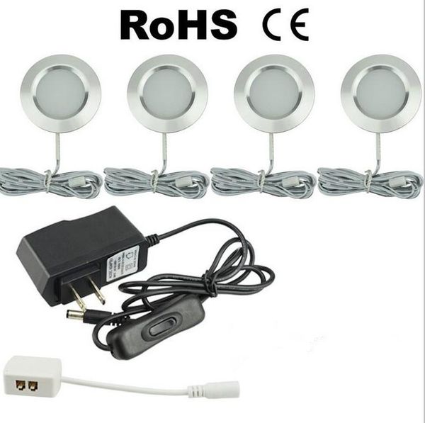 

3w led under counter light round shape puck lamps kitchen furniture cabinet bookshelf wardrobe shelf lighting showcase lamp