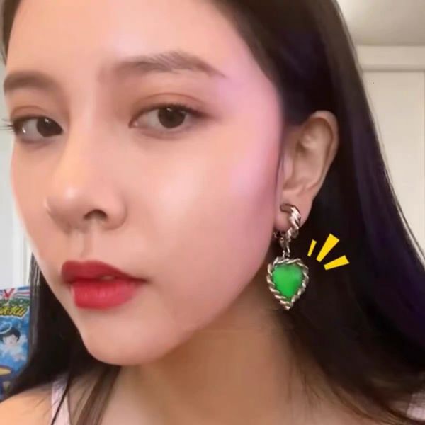 

hbp japanese korean fashion net red same french green love style versatile and earrings, Silver