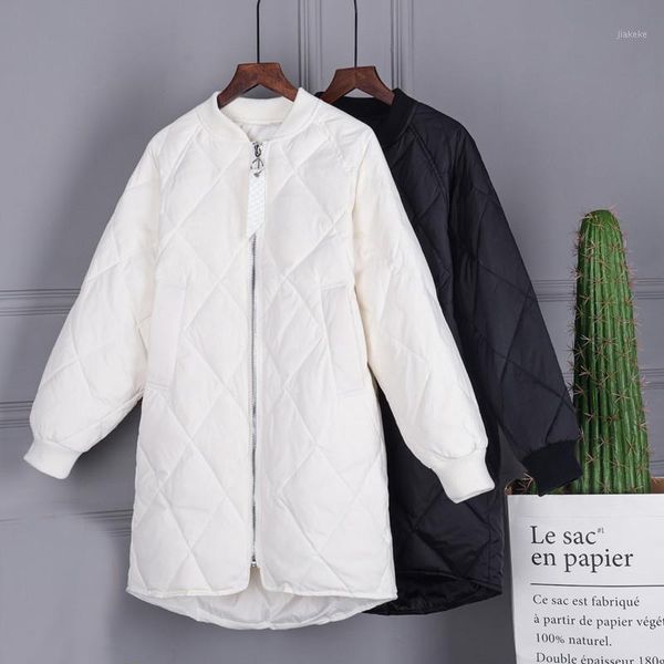 

women white duck down jacket autumn winter warm long baseball down parkas coat elegant female oversize outwear clothing sf15631, Black