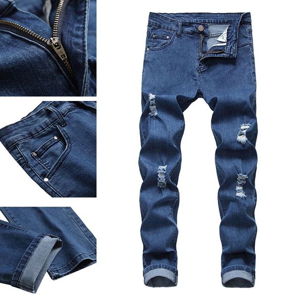 

denim men jeans 2021 summer thin business casual straight fitness stretch light blue soft gentleman trousers