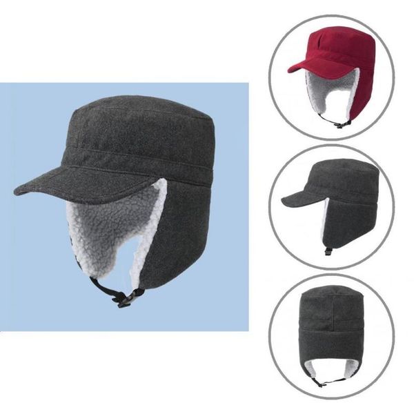 

wide brim hats ear flap cap comfortable foldable casual cold-proof beanie for outdoor woolen hat, Blue;gray