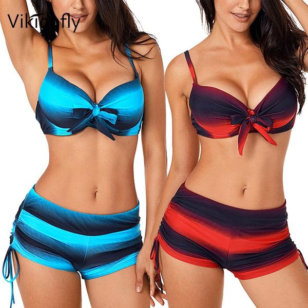 

vikionfly halter push up bikini with shorts set 2021 sport 2 piece swimsuit swimwear swimming suit for women bathing suit, White;black