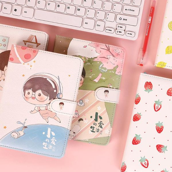 

notepads 112sheets magnetic buckle notebook cute cartoon patterns students creative diary sketchbooks boys girls school office stationery, Purple;pink
