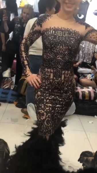 

2021 new luxury black feathers mermaid long african prom party gowns slim beading formal evening robe de soriee u3c5, White;pink