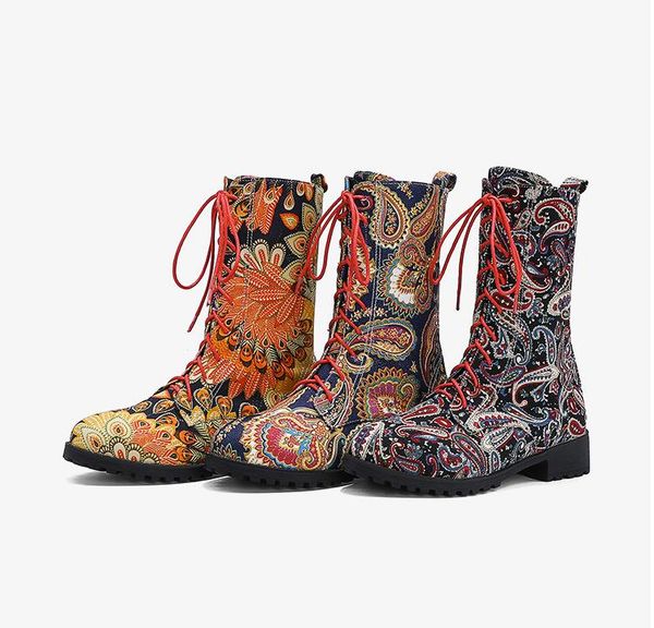 

boots 2021 autumn national style short tube low heel women's 45, Black