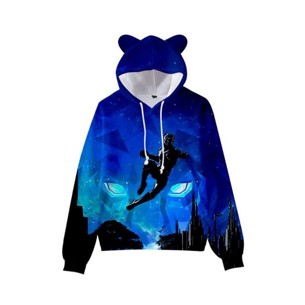 

women's hoodies & sweatshirts 2 to 15 years kids chadwick boseman 3d cat ears hoodie sweatshirt boys girls wakanda forever jacket child, Black