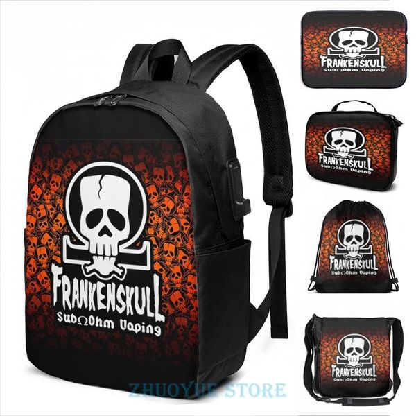

backpack funny graphic print frankenskull c usb charge men school bags women bag travel laptop