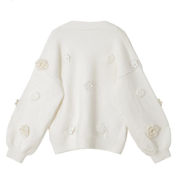 

ladies knit cardigans women's flower lantern sleeves long-sleeve wife's blouses outerwear t14017 9xe3, White;black