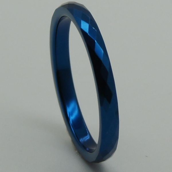 

wedding rings 2mm width difficult multi facet hi-tech scratch proof blue plating tungsten ring 1pc, Slivery;golden
