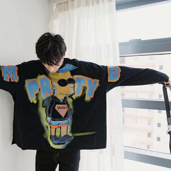 

new 2021 cool dance t-shirt autumn long sleeve amine t shirt funny men fashion tee cartoon oversize tshirt streetwear boys 617y, Black