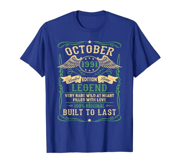 

legend born in october 1991 28th birthday gifts funny t-shir, White;black