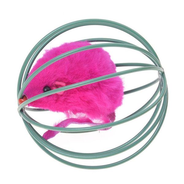 

cat toys pet kitten funny playing toy teal fake mouse mice rat in cage ball