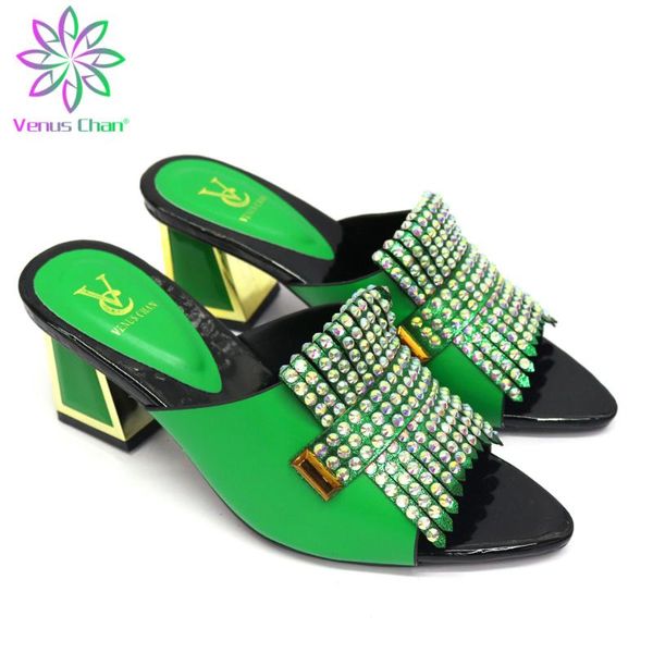 

dress shoes latest design african party pumps decorated with rhinestone luxery women ladies open toe 6.5 cm 37-43, Black