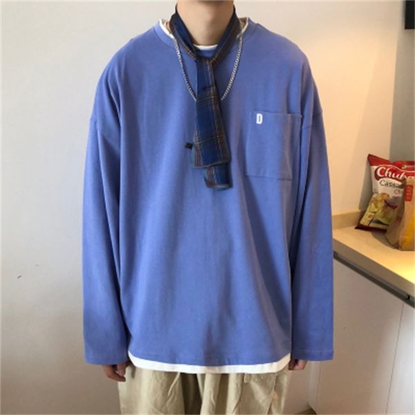 

2021 new long-sleeved t-shirt men's korean version of cotton bottoming shirt u1lx, White;black