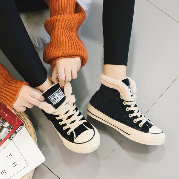 

2018 winter running shoes women suede leather sport shoes female running snow boots outdoor cotton-padded shoes warm sneakers