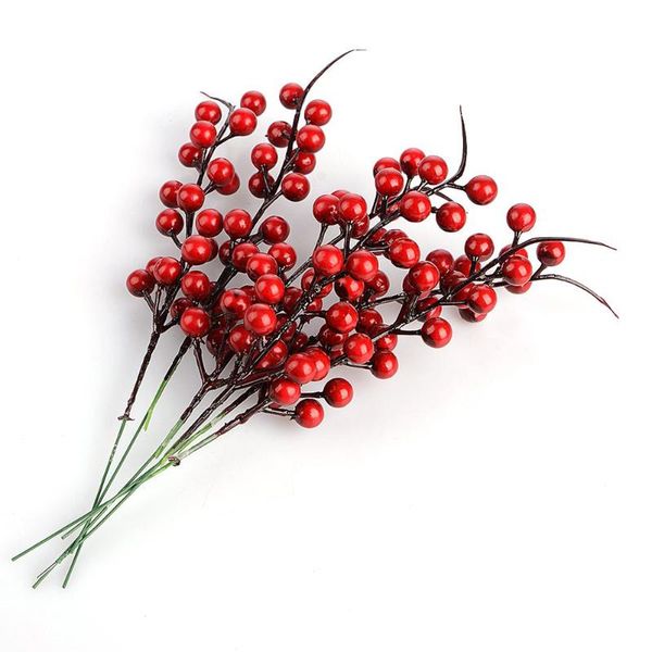 

decorative flowers & wreaths 10pcs cherry red plum blossom silk artificial plastic branch for home wedding diy decoration christmas berry fa