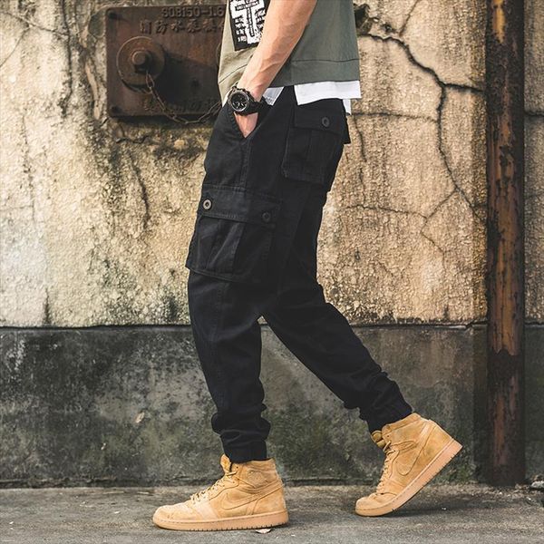 

black cargo with many pockets women pants vintage sports joggers clothing cotton fashion pantalon chandal hombre
