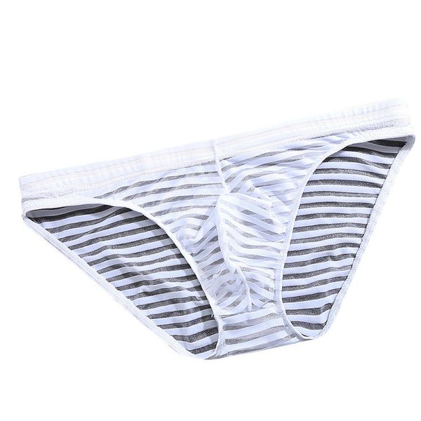 

needless transparent stripped ice cream silk men's underwear lingerie, Black;white