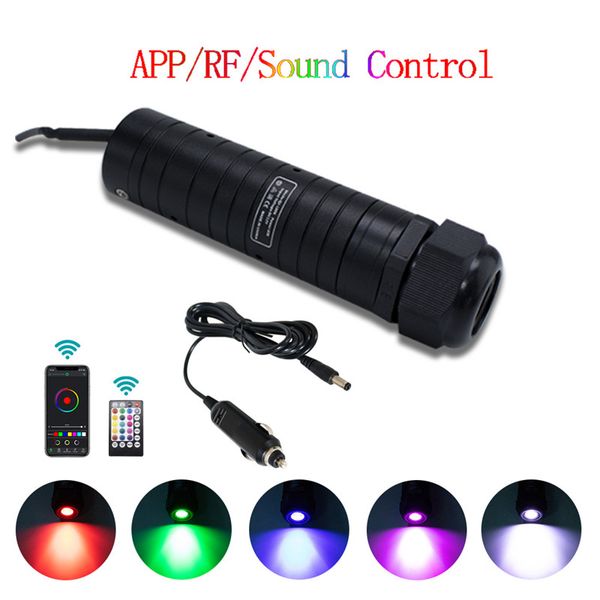 Autodach-Sternbeleuchtung, DC12V, 6 W, RGB-LED-Kunststoff-Faseroptik-Licht, RF-Fernbedienung, 200 Stück, 0,75 mm, 3 m, Glasfaserkabel, Lichter, AU/US/EU/UK/Auto-Zigarettenstecker D1.0