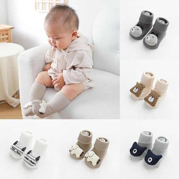 

socks cute cartoon animal baby boy winter autumn born toddler girl soft cotton bear cat elephant anti slip soled, Pink;yellow