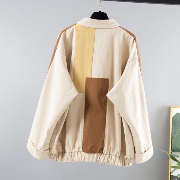 

autumn fashion patchwork safari style windbreaker coat harajuku large size loose short long sleeve jacket women outerwear 406v, Black;brown