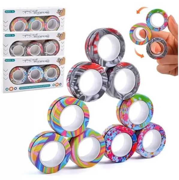 Anelli magnetici Preferire Fidget Spinner Giocattolo per Ansia Sforzo Sforzo Sensore Sensorio Senza Accordo Antizip Giocattoli Terapia Pack Adulti Teens Bambini Magnete Finger Gyro