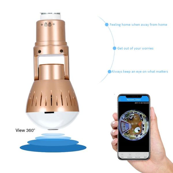 

cameras camera bulb lamp home security panoramic 1080p fisheye cctv infrared and white light app control wireless ip p2p cam