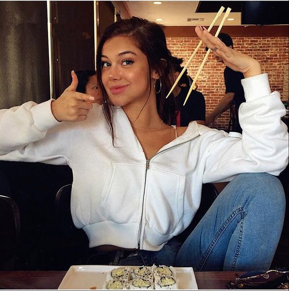 

fashion women spring crop casual long sleeve hooded hoodies sweatshirt elegant zipper ladies white streetwear