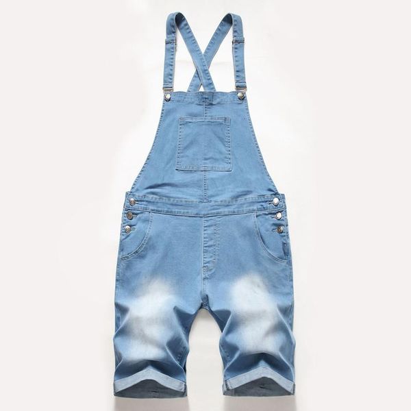

men's jeans 2021 summer fashion designer casual jumpsuits shorts distressed denim bib overalls for men suspender pants, Blue