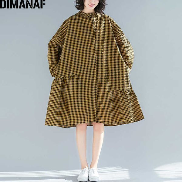 

plus size women blouse shirt autumn long sleeve cotton linen lady vestidos plaid loose casual female clothes 5xl 6xl 210531, White