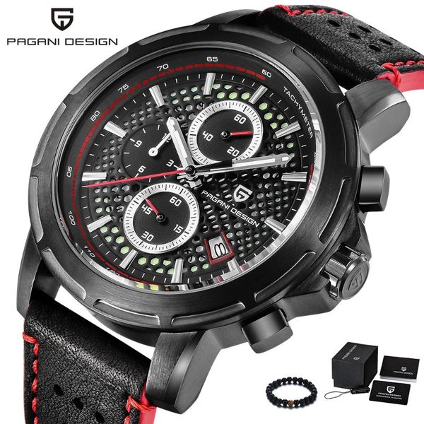 

wristwatches pagani design men watches 2021 quartz watch genuine leather band chrongraph waterproof sport wrist mens, Slivery;brown