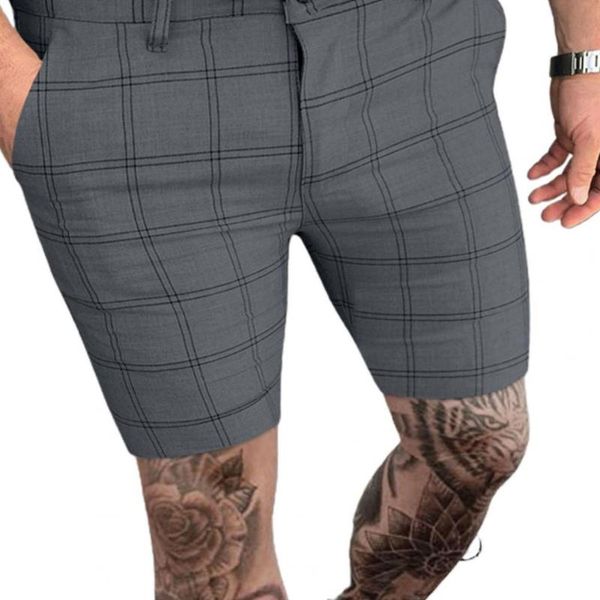 

men's shorts summer men double stripe plaid zipper closure plus size fashion male pockets loose casual dating, White;black