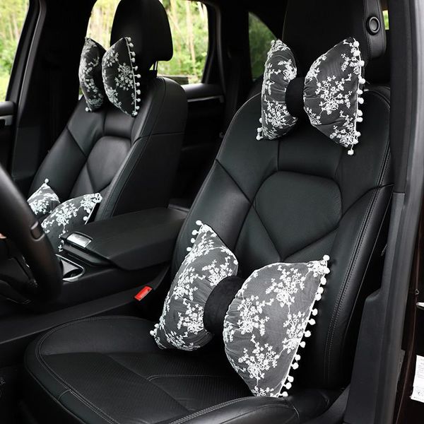 

seat cushions useful 1pcs lace short plush women's car headrest sleeping breathable fabric chair safety travesseiro interior gadgets