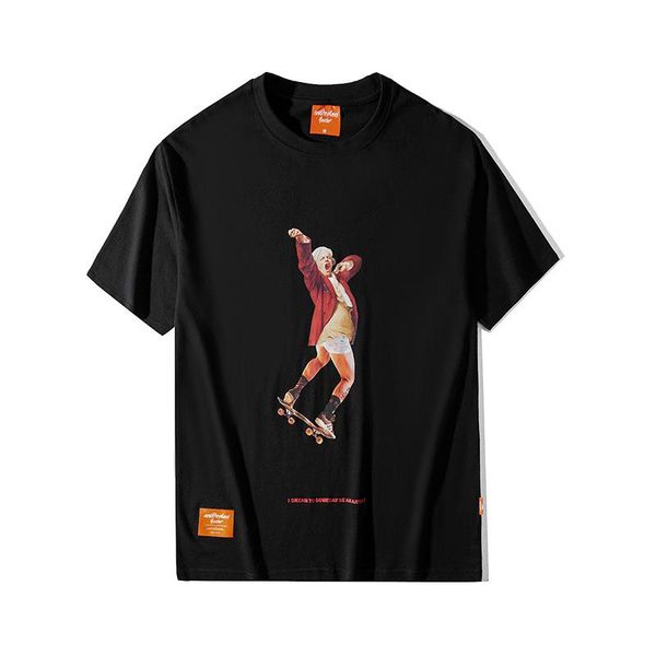 

men's t-shirts oversize t-shirt hip hop streetwear skateboard artist print t shirt spring summer short sleeve tshirt cotton loose, White;black