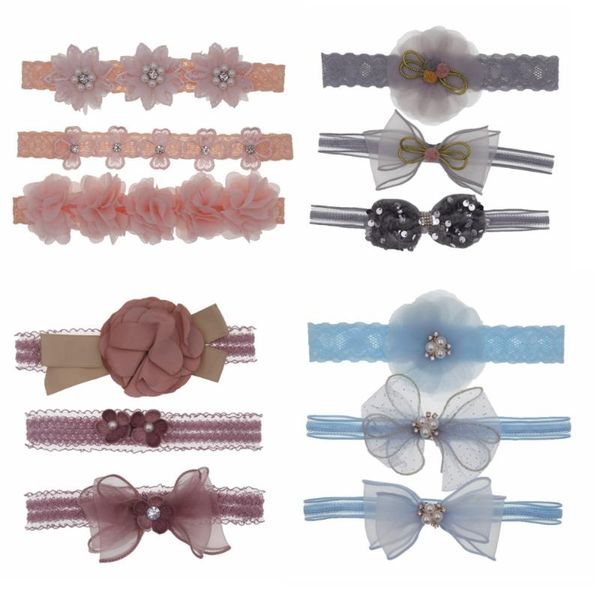 

hair accessories 2021 baby headband flower bows crown headbands band bowknot love headwear children princess girls 3pcs/lot, Slivery;white