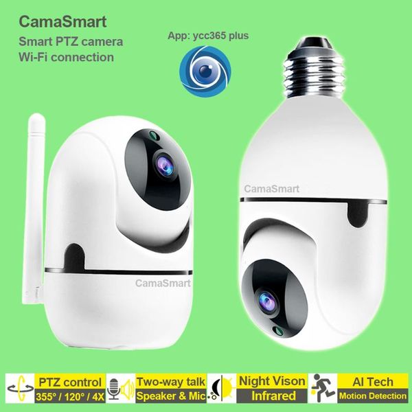 

cameras 1080p wifi indoor camera e27 bulb security intelligent mini ip surveillance wireless 360 cctv baby monitor auto track smart home