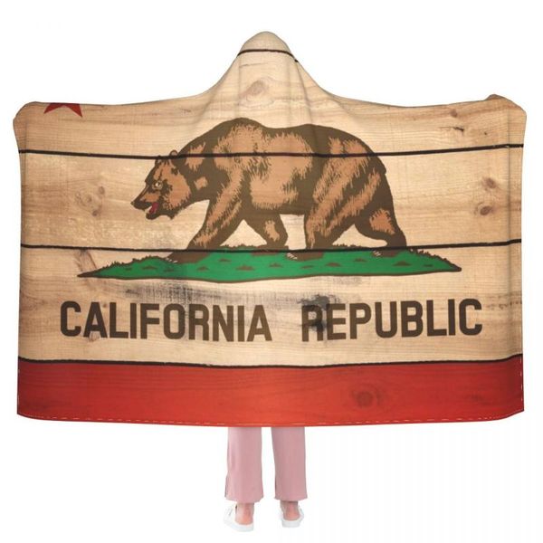 

blankets usa state bear california hooded blanket 3d full print wearable adults kids style