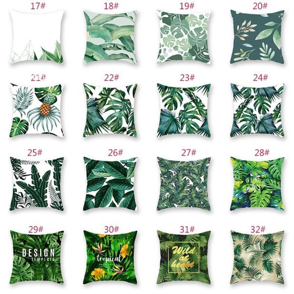 

cushion/decorative pillow tropical plants cushion covers palm leaf cover decorative green leaves monstera case for bedroom pillowcase