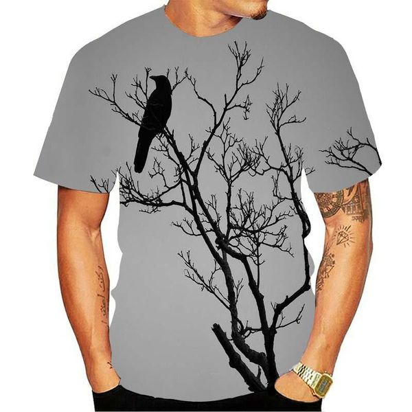 

2021 new men 3d t-shirt casual short sleeve o-neck fashion nature printed t shirt men tees, White;black
