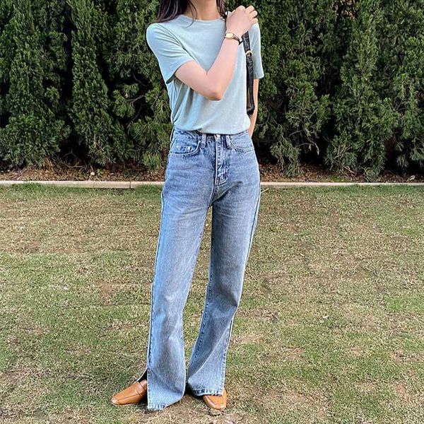 

spring split wide leg pants women korean loose casual high waist trousers vintage retro office lady mujer pantalones 13a285 210525, Blue