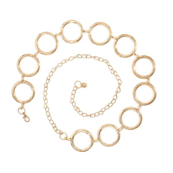 

belts women lady korean style fashion elegant waist chain metal round ring strap 85wb, Black;brown