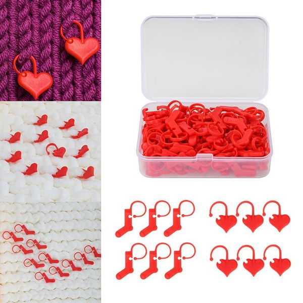 

40/50pcs heart shoes shaped locking stitch markers stitch holder diy needle arts craft knitting crochet weave sewing tools, Black