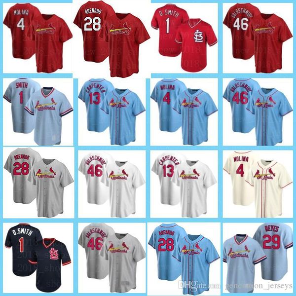 

28 nolan arenado st. louis cardinals jersey 4 yadier molina 46 paul goldschmidt ozzie smith baseball matt carpenter edman paul dejong, Blue;black